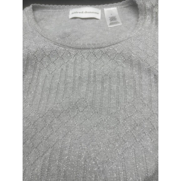 VTG Women’s Alfred Dunner SILVER SPARKLY Long Patterned Sleeve Sweater Large NWT - Picture 8 of 8